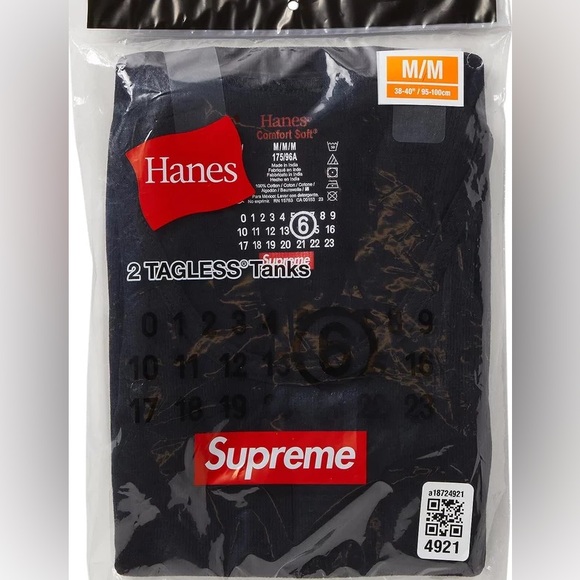 Supreme x MM6 Maison Margiela Tagless Tank Top (1 Pack) 'Black - Picture 4 of 5